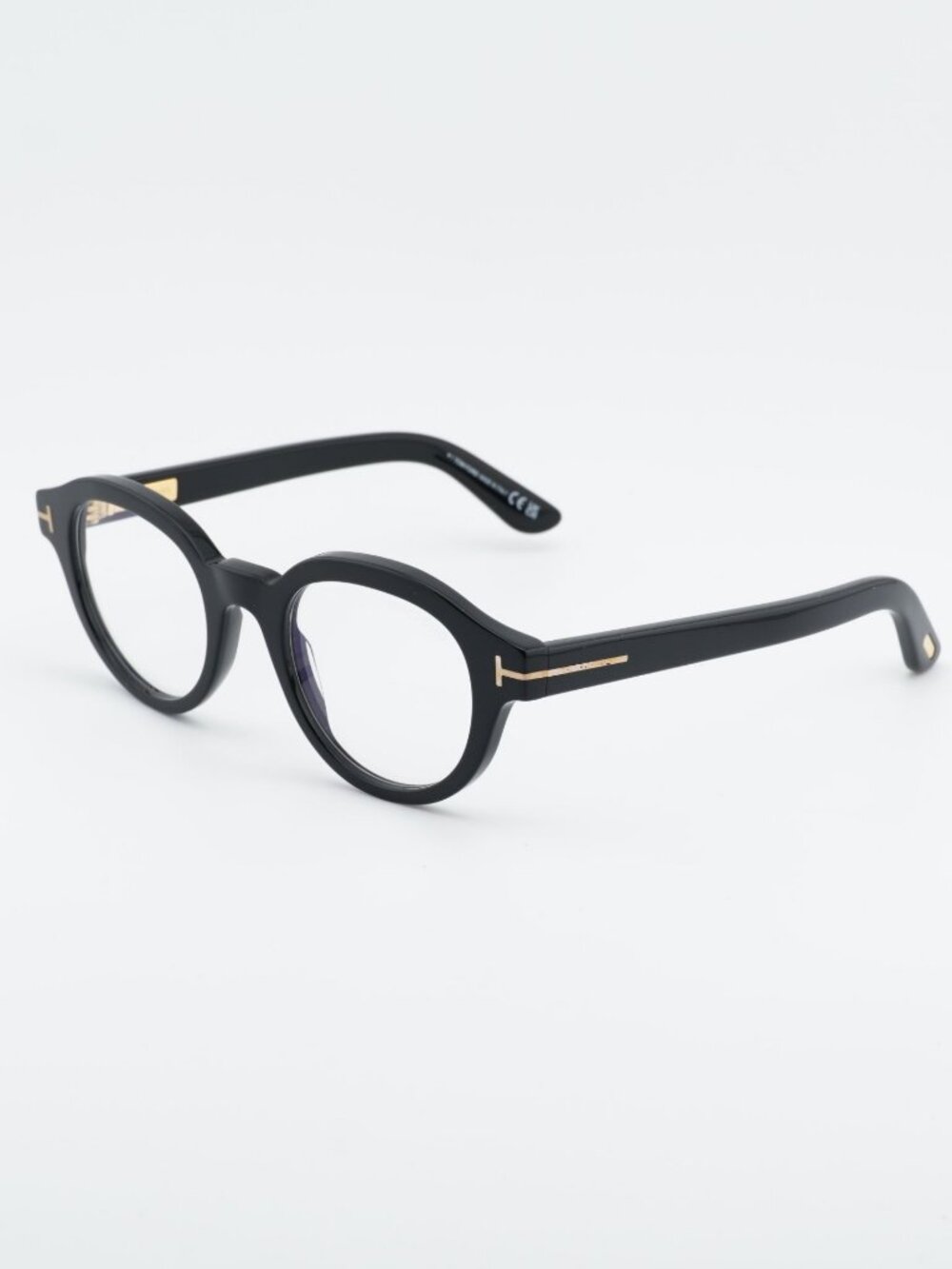 Tom Ford FT6037-B 001 Eyeglasses Black 49mm Round Frame, Blue Light Block